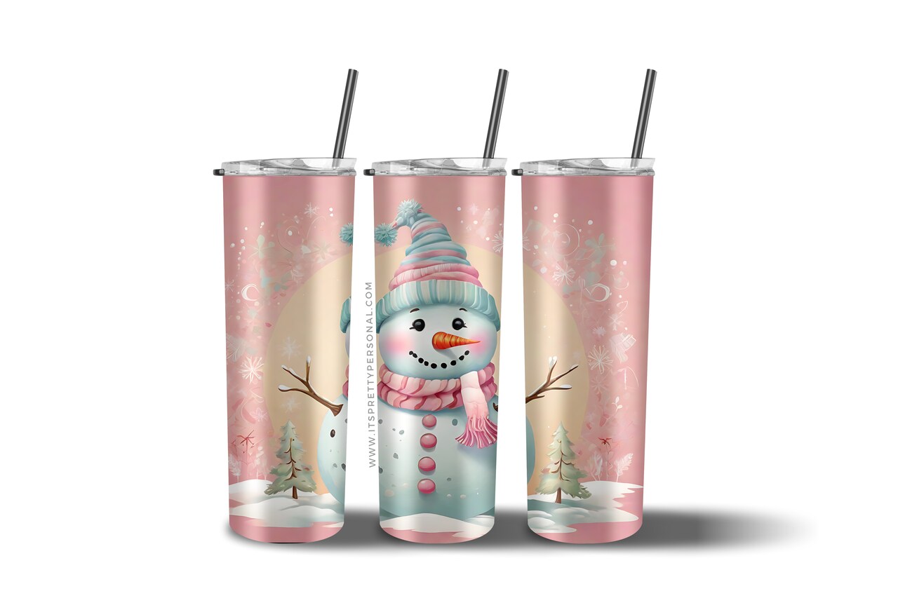#838 CLEAR- 20oz -Pastel Christmas Winter 9.4" x 8" Pattern Vinyl Wrap